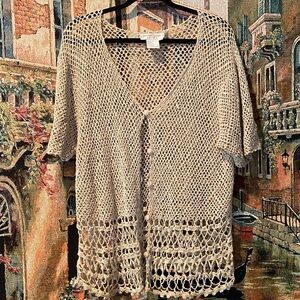 5 for $30 Maggy London Cream Crochet Cardigan